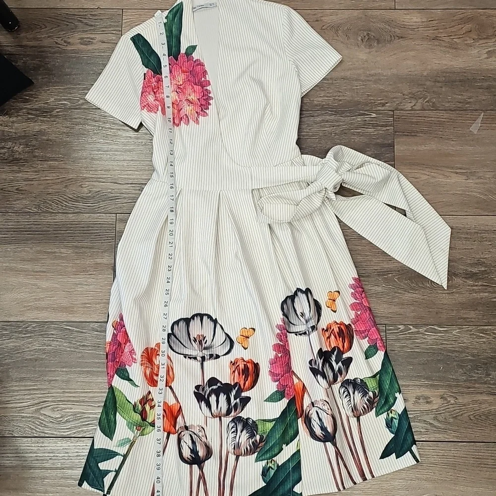 Floral, Print, White, Dress, Midi, Pockets, Stretchy, Wedding, Travel, Summer